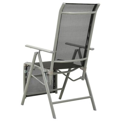 vidaXL Rozkładane krzesło ogrodowe, textilene i aluminium, srebrne