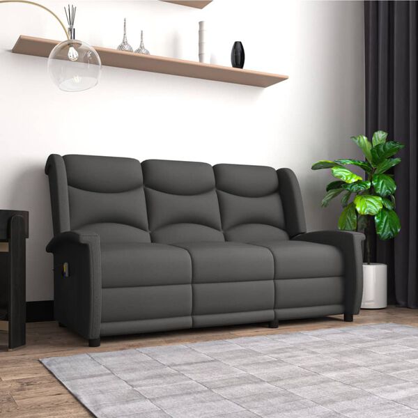 vidaXL Rozkładany fotel masujący, 3-os., ciemnoszary, obity mikrofibrą