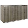 vidaXL Osłona na 3 kosze na śmieci, szara, 207x80x117 cm, polirattan