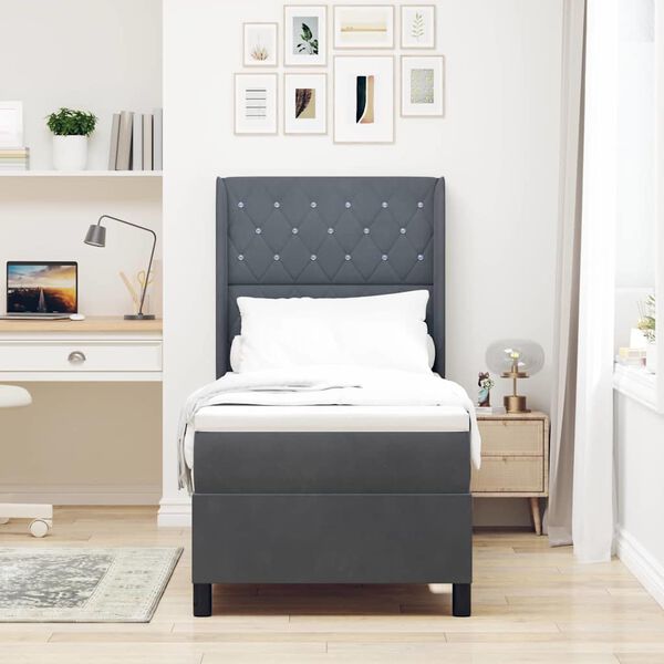 vidaXL Ł&oacute;żko z materacem na sprężynach LED ciemno szary 80 x 200 cm