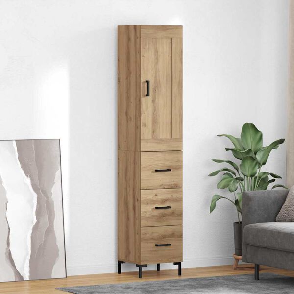 vidaXL Highboard z szufladą Dąb rzemieślniczy 34,5 x 34 x 180 cm