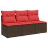 vidaXL Sofa ogrodowa z poduszkami 3-osobowa Brązowy polirattan