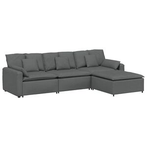 vidaXL Sofa modułowa z podn&oacute;żkiem i poduszkami ciemnoszara