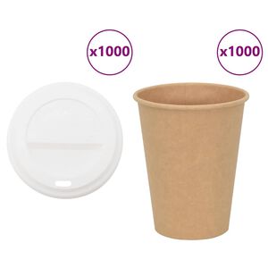 vidaXL Papierowe kubki z pokrywkami, 1000 szt., 12oz, 300ml