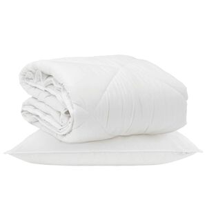 vidaXL Kołdra na Wszystkie Pory Roku z poduszką 2 pcs Biały Mikrofibra