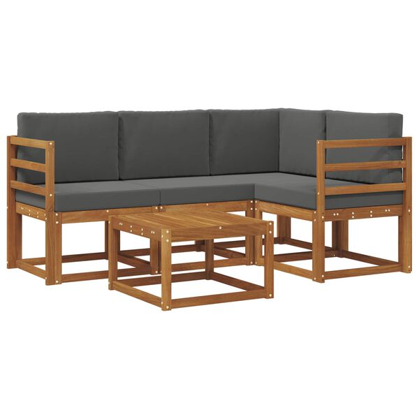 vidaXL Zestaw sof na zewnątrz z poduszką 5 pcs Naturalny i Antracytowy