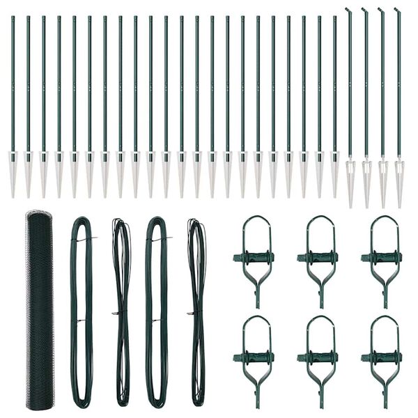 vidaXL Ogrodzenie z słupkami Zielony 1.2 x 50 m Stal pokryta PCV