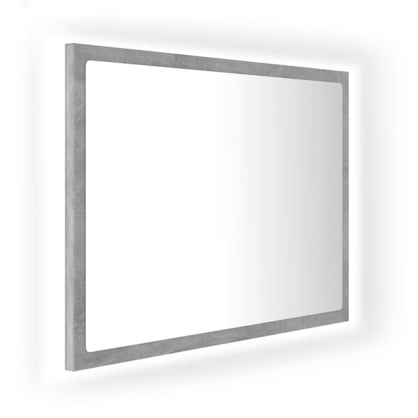 vidaXL Lustro łazienkowe LED, szarość betonu, 60x8,5x37 cm, akryl