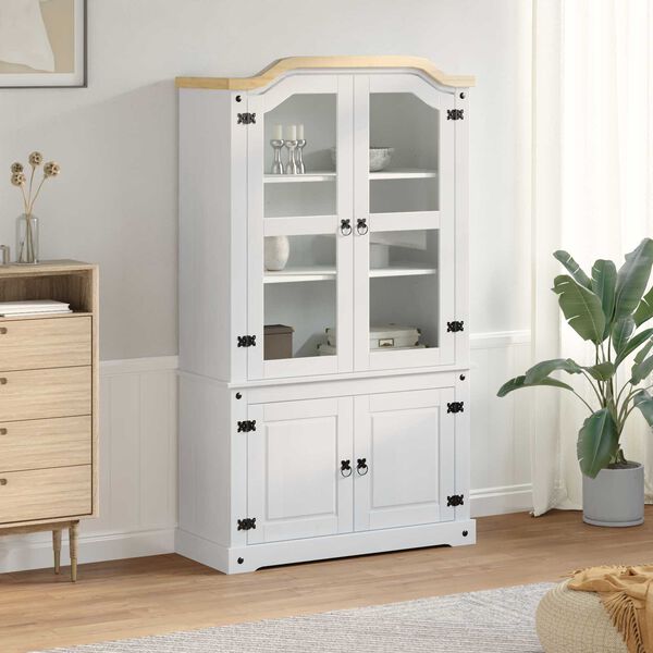 vidaXL Witryna Biały 103.5 x 42 x 180 cm Lite drewno sosnowe