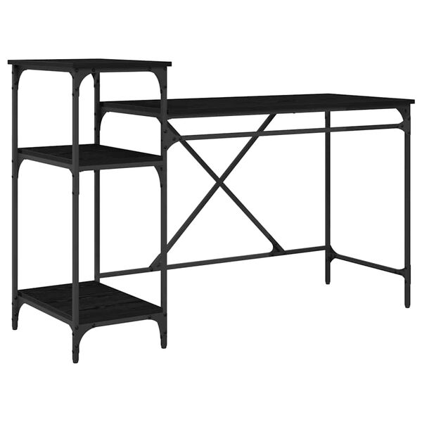 vidaXL Biurko Czarny Dąb 135 x 50 x 90 cm Materiał drewnopochodny