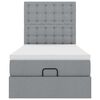 vidaXL Rama ł&oacute;żka otomana z materacem, jasnoszara, 90x190 cm, tkanina