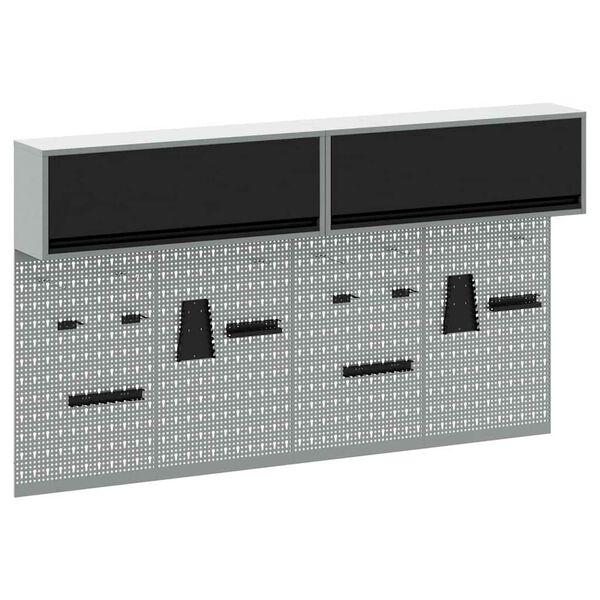 vidaXL Zestaw Szafki Narzędziowej i Pegboard z p&oacute;łką 6 pcs Czarny