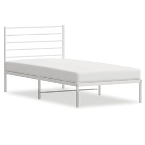 vidaXL Metalowe ł&oacute;żko z wezgłowiem, bez materaca, białe, 75x190 cm