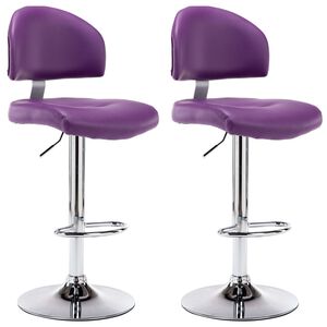 vidaXL Stołki barowe, 2 szt., fioletowe, sztuczna sk&oacute;ra