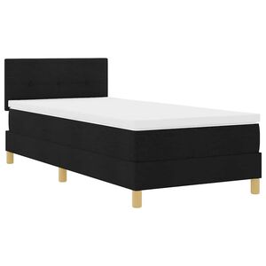 vidaXL Ł&oacute;żko z sprężyną LED z paskami LED Czarny 90 x 200 cm tkanina