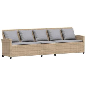 vidaXL Sofa ogrodowa 5-osobowa z poduszkami beżowy polirattan
