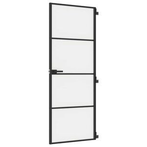 vidaXL Drzwi wewnętrzne, czarne, 76x201,5 cm, szkło i aluminium