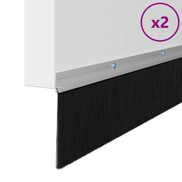 vidaXL Uszczelki z szczotką do drzwi na zatrzask 2 pcs Srebrny 100 cm