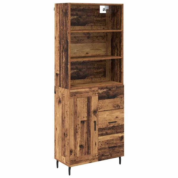 vidaXL Highboard z szufladą Stare drewno 69,5 x 34 x 180 cm