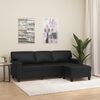 vidaXL 3-osobowa sofa z podn&oacute;żkiem, czarna, 180 cm, sztuczna sk&oacute;ra