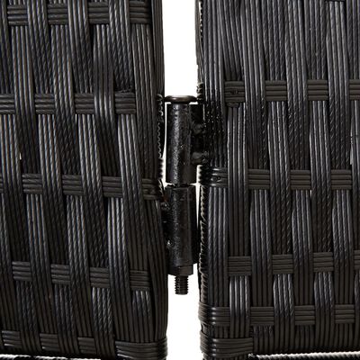 vidaXL Parawan 5-panelowy, czarny, polirattan