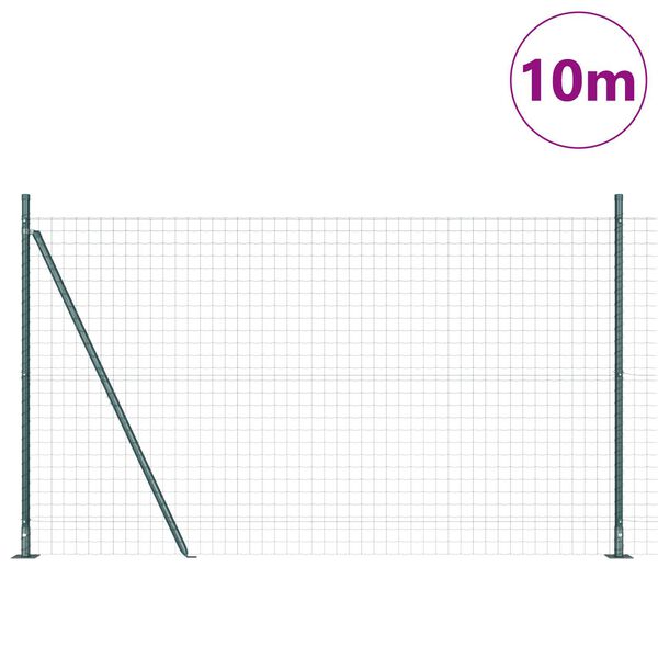 vidaXL Ogrodzenie z słupkami Zielony 1.6 x 10 m Stal