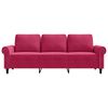 vidaXL Sofa 3-osobowa, winna czerwień, 180 cm, obita aksamitem