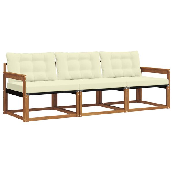 vidaXL Zestaw sof na zewnątrz z poduszką 3 pcs Naturalny i Kremowy