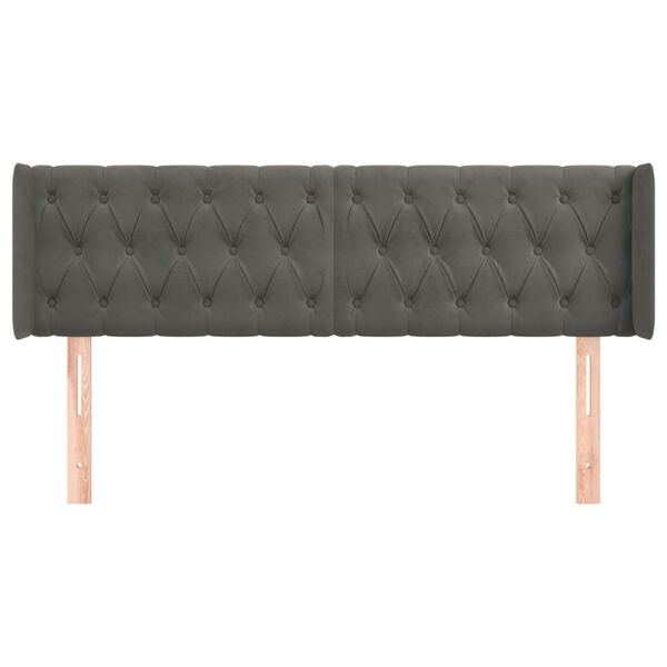 vidaXL Zagł&oacute;wek uszak, ciemnoszary, 163x16x78/88 cm, aksamit