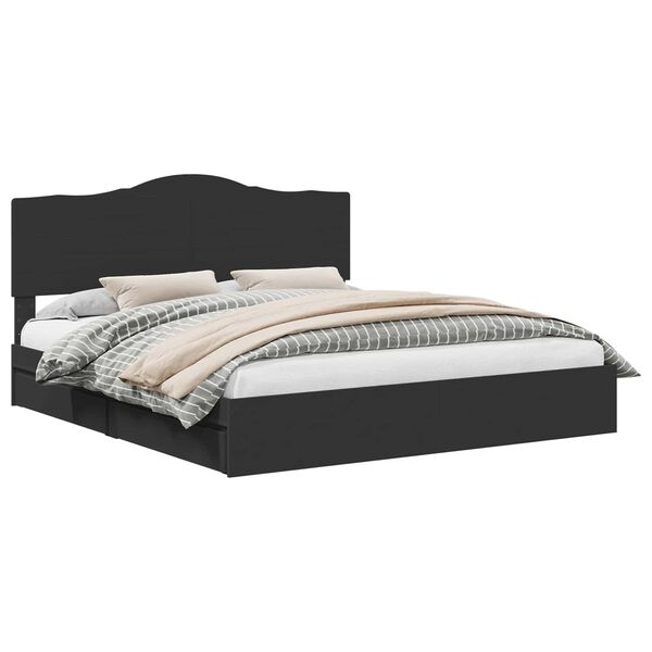 vidaXL Ł&oacute;żko z miejscem do przechowywania Czarny 200 x 200 cm