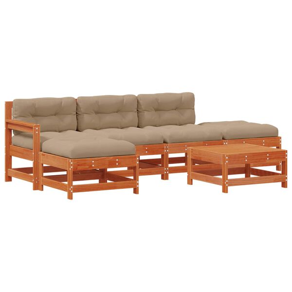 vidaXL Zestaw wypoczynkowy w ogrodzie 6 pcs Woskowy Brąz