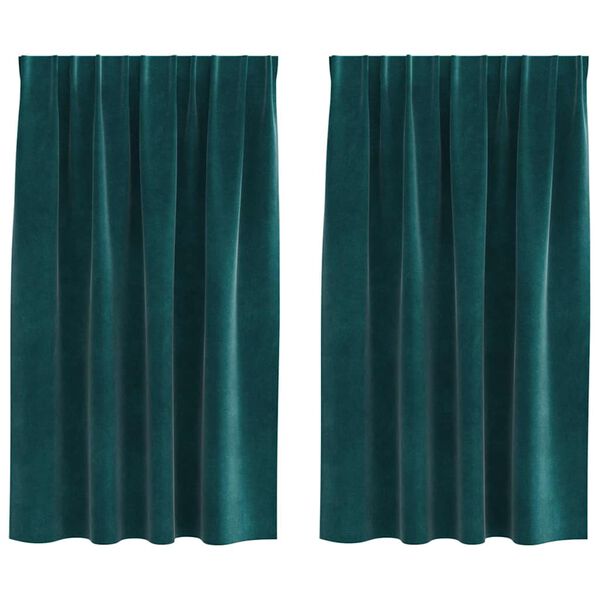 vidaXL Zasłony z zasłonami 2 pcs Ciemnozielony 140 x 140 cm Aksamit