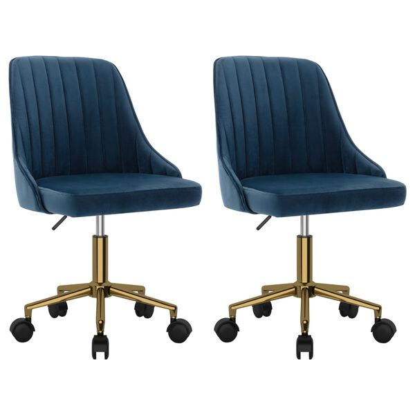vidaXL Obrotowe krzesła stołowe, 2 szt., niebieskie, aksamitne