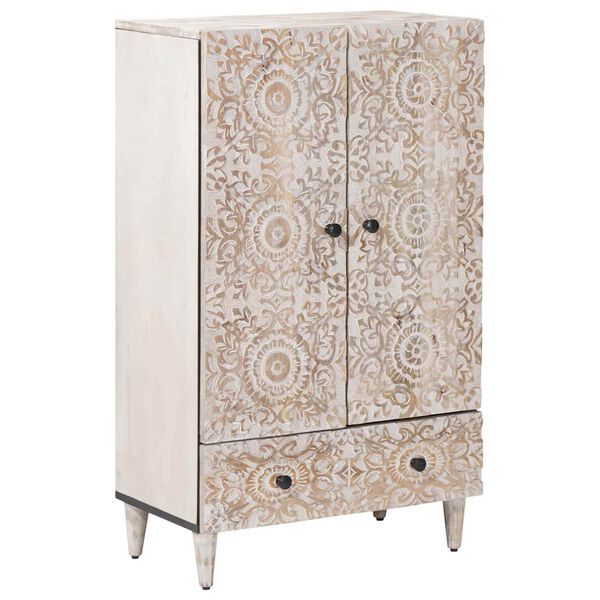 vidaXL Wysoka szafka Biały 60 x 33,5 x 100 cm Drewno z mango