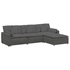 vidaXL Sofa modułowa z podn&oacute;żkiem i poduszkami ciemnoszara