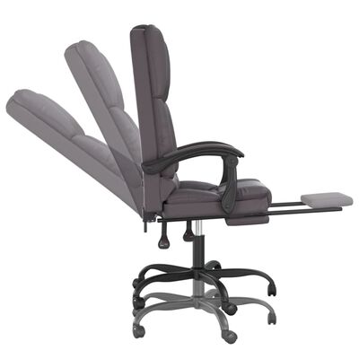 vidaXL Rozkładane, masujące krzesło biurowe, szare, sztuczna skóra