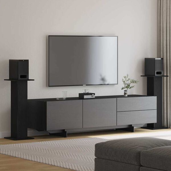 vidaXL Stojaki na głośniki 2 pcs Czarny Dąb 30 x 30 x 80 cm