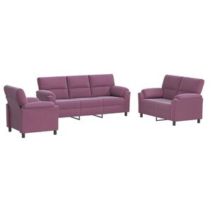 vidaXL Zestaw Sof 3 pcs Fioletowy Welur