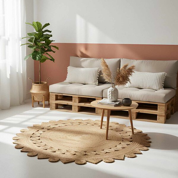 vidaXL Dywan Brązowy Ø 210 cm Juta