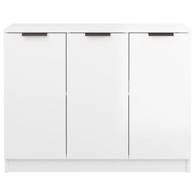 vidaXL Komoda, biała, połysk, 90,5x30x70 cm, materiał drewnopochodny
