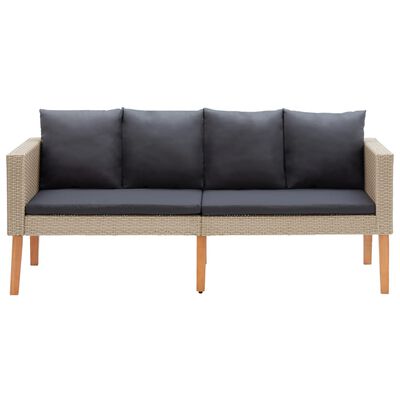vidaXL 2-osobowa sofa ogrodowa z poduszkami, rattan PE, beż