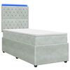vidaXL Ł&oacute;żko z box spring LED z materacem jasnoszary 90 x 190 cm Welur