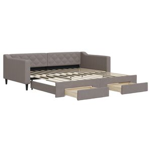 vidaXL Sofa rozsuwana z szufladami, taupe, 100x200 cm, tkanina