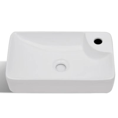 vidaXL Ceramiczna umywalka z otworem na kran, biała