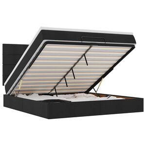 vidaXL Rama ł&oacute;żka otomana z materacem, czarna, 160x200 cm, tkanina