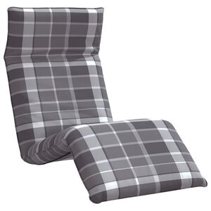 vidaXL Leżak składany Szary wz&oacute;r w kratkę 175x54x8,5 cm Tkanina Oxford