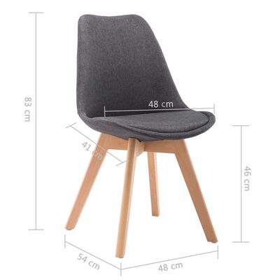 vidaXL Krzesła stołowe, 4 szt., ciemnoszare, obite tkaniną