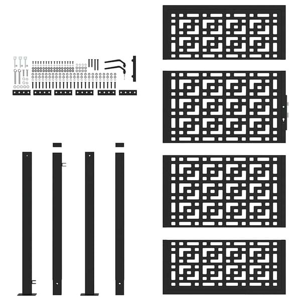 vidaXL Brama ogrodowa czarna 100x175 cm stalowy wzór krzyża