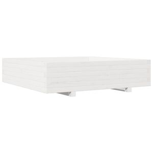 vidaXL Donica ogrodowa, biała, 100x100x26,5 cm, lite drewno sosnowe