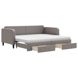 vidaXL Sofa rozsuwana z szufladami, taupe, 90x200 cm, tkanina